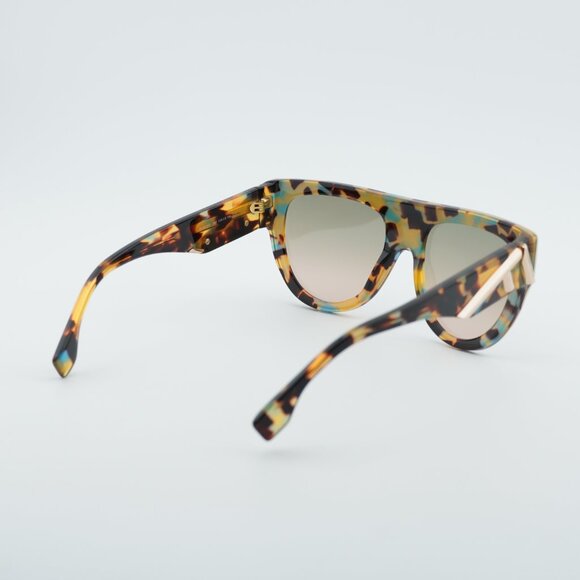 Fendi FE40150I 56P Sunglasses Shiny Havana Shield Frame, Green Gradient Lenses main image 10